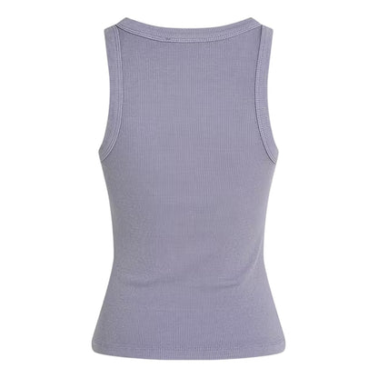 Violet - Back - Calvin Klein Womens-Ladies Ribbed Slim Tank Top