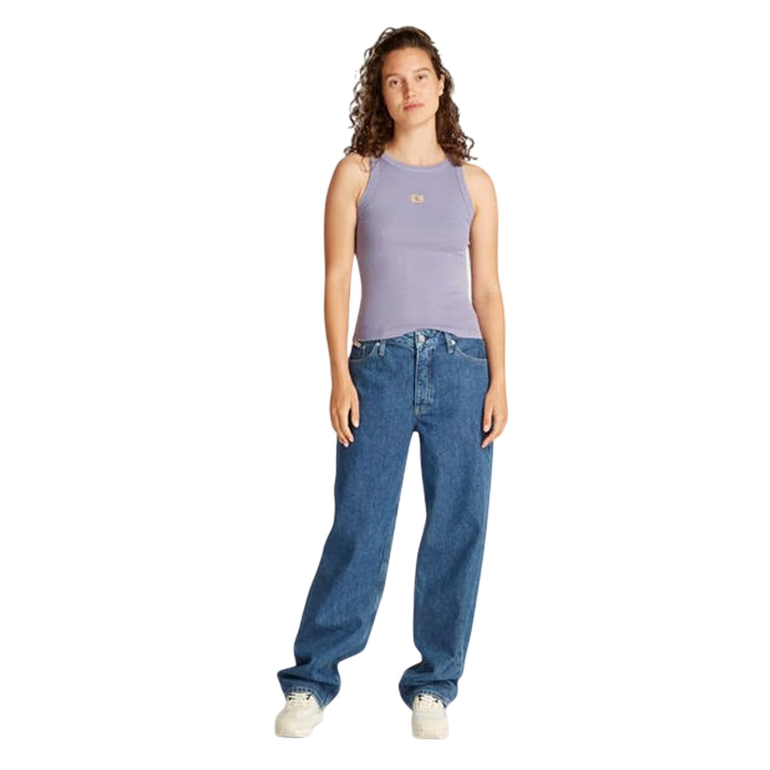 Violet - Side - Calvin Klein Womens-Ladies Ribbed Slim Tank Top
