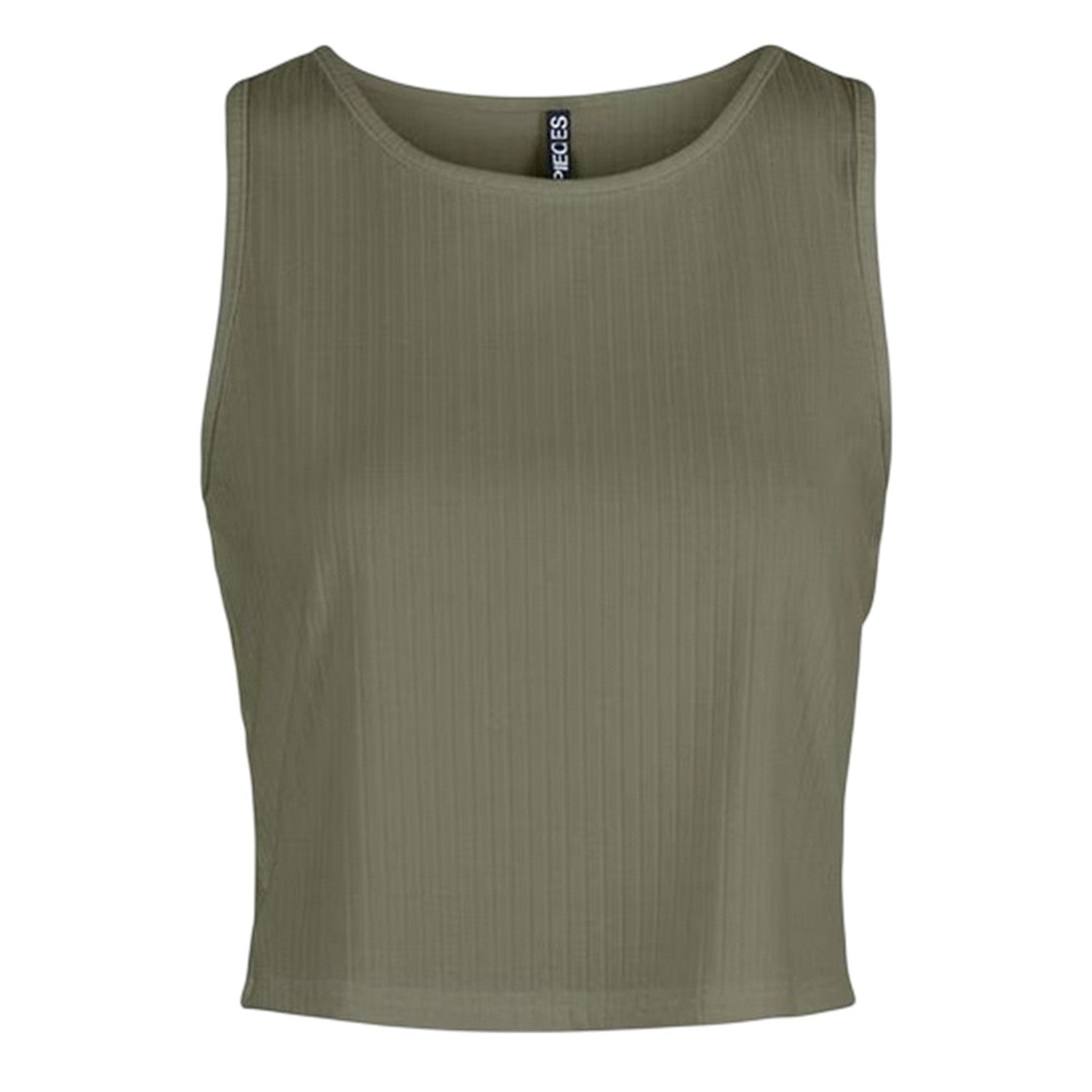Deep Green - Front - Pieces Womens-Ladies Cropped Slim Sleeveless Tank Top