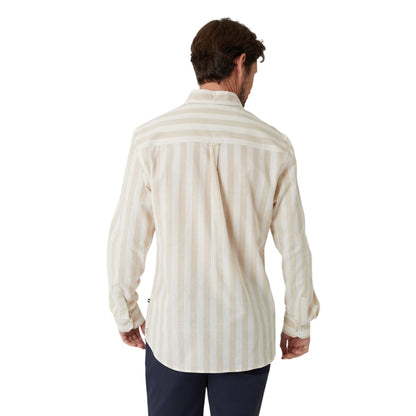 Stone-Ecru - Back - Saltwell Mens Oxford Regular Long-Sleeved Button-Down Shirt