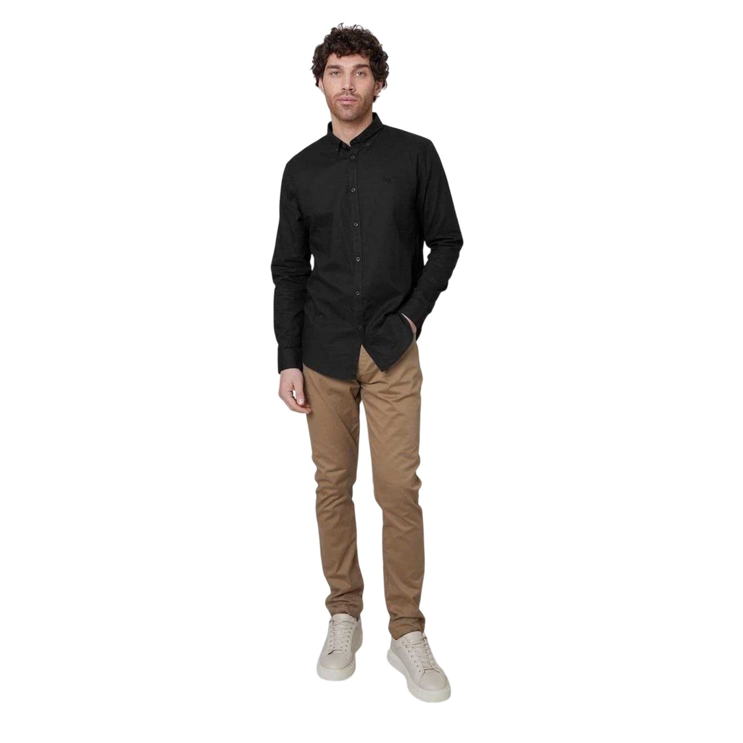 Black - Side - Threadbare Mens Regular Button-Down Shirt