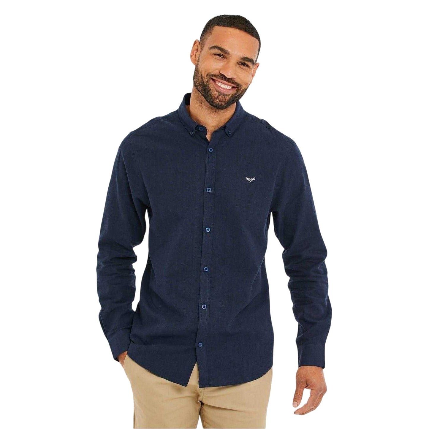 Navy - Front - Threadbare Mens Regular Button-Down Shirt