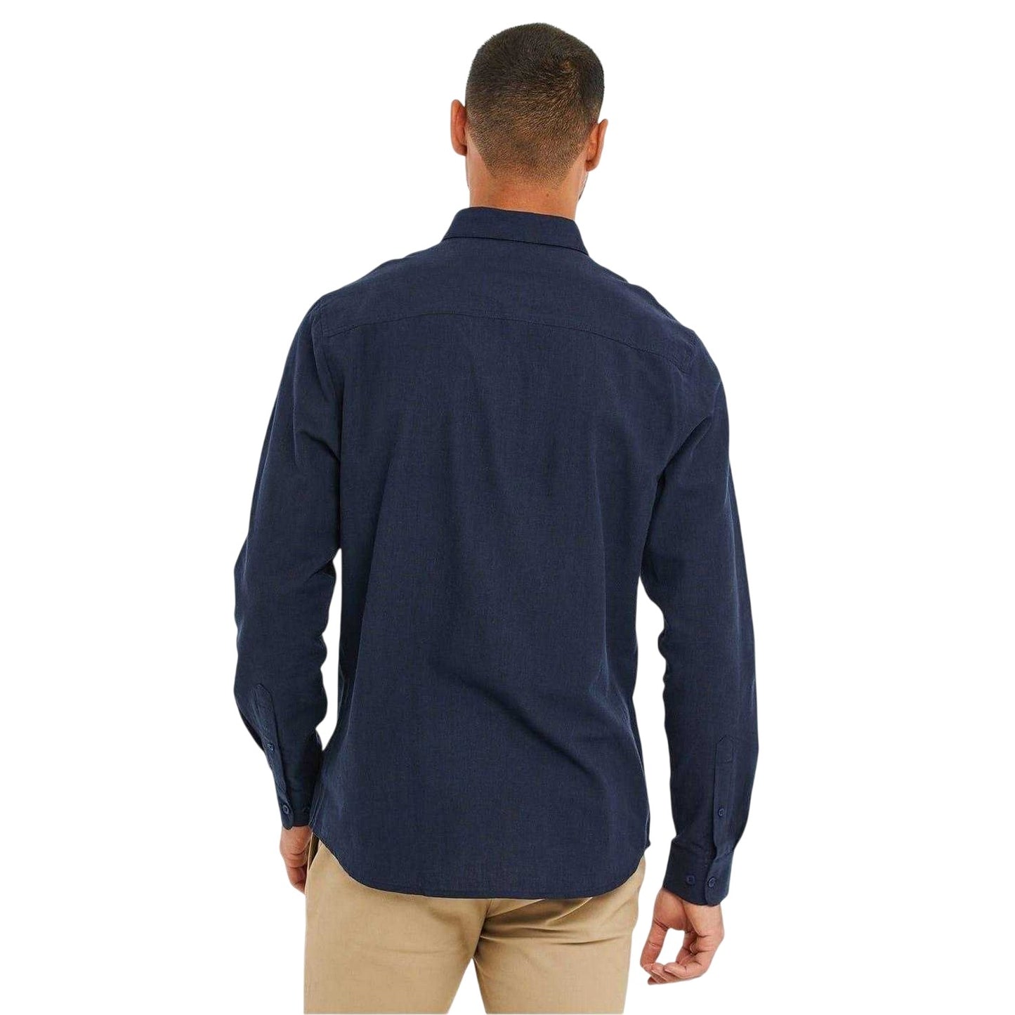 Navy - Back - Threadbare Mens Regular Button-Down Shirt
