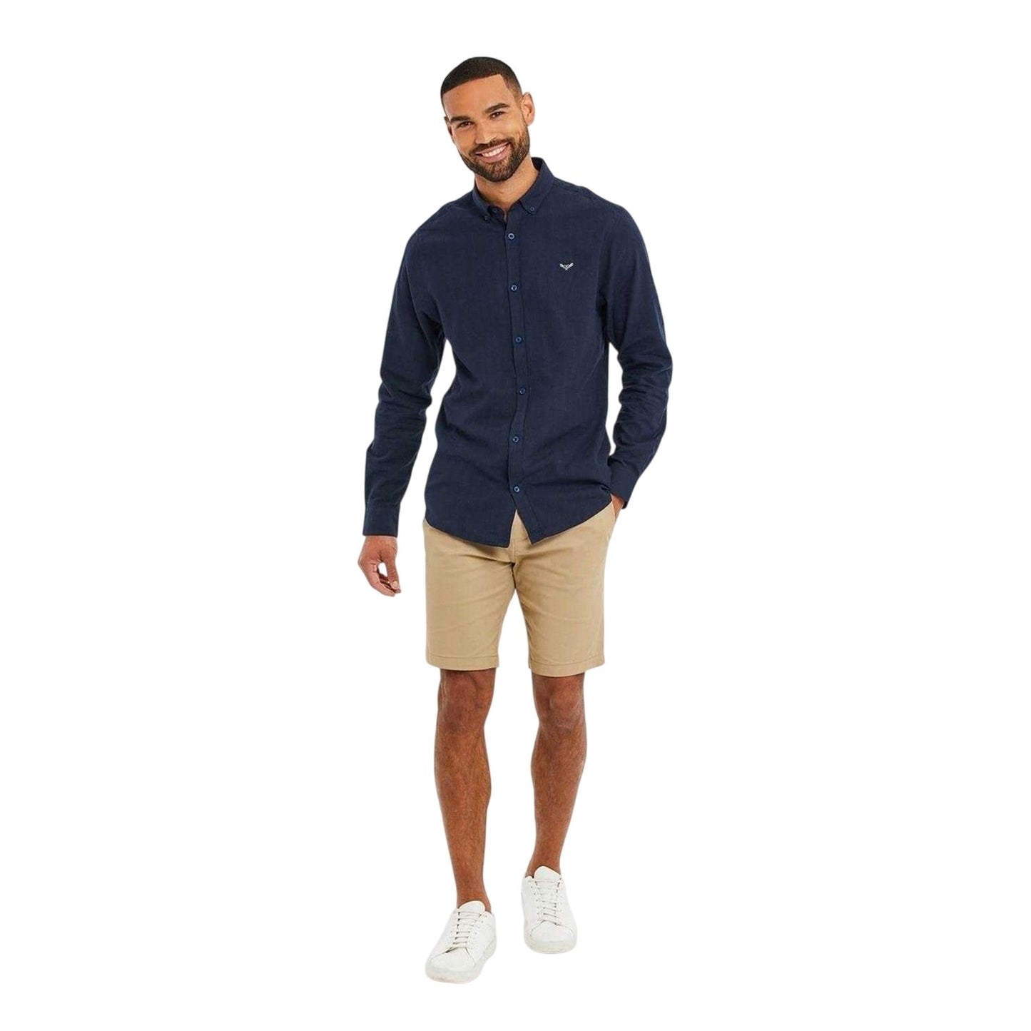 Navy - Side - Threadbare Mens Regular Button-Down Shirt