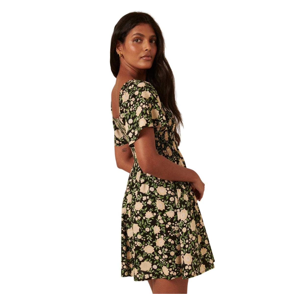 Green-White - Back - Nobody´s Child Womens-Ladies Bella Floral Square Neck Mini Dress