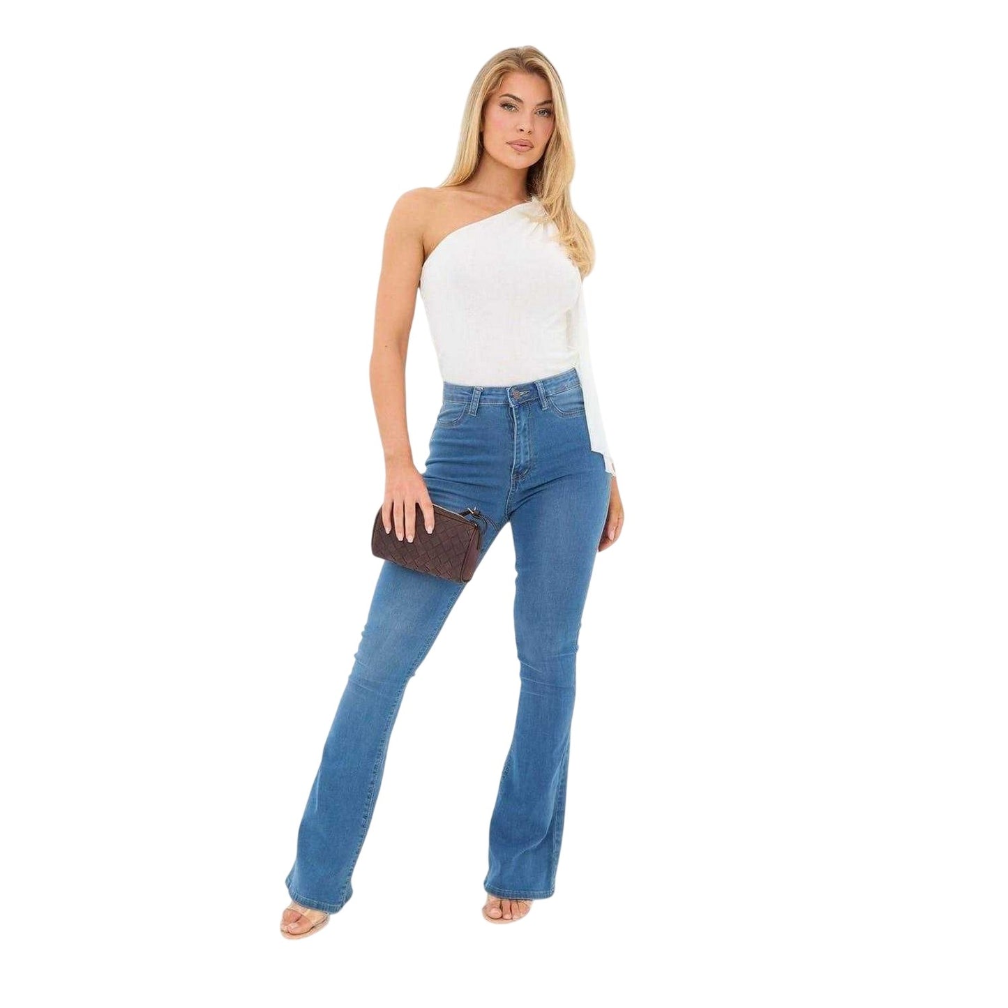Cream - Side - I Saw It First Womens-Ladies Draped Fine Knit One Shoulder Top