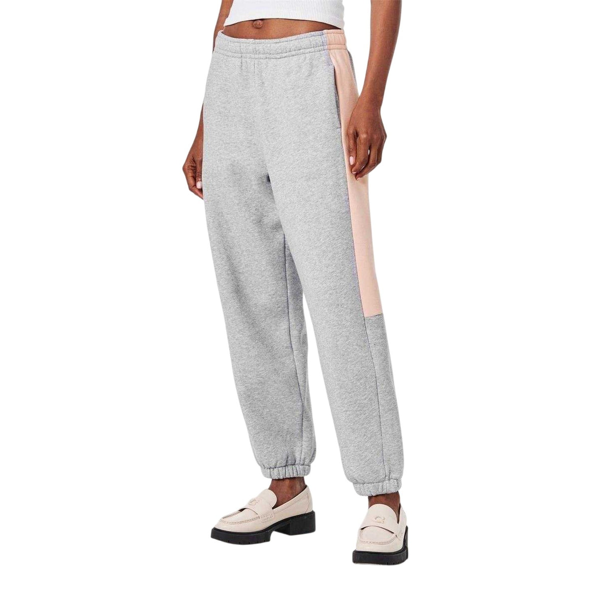 Silver - Side - Lacoste Womens-Ladies Fleece Open Straight Joggers