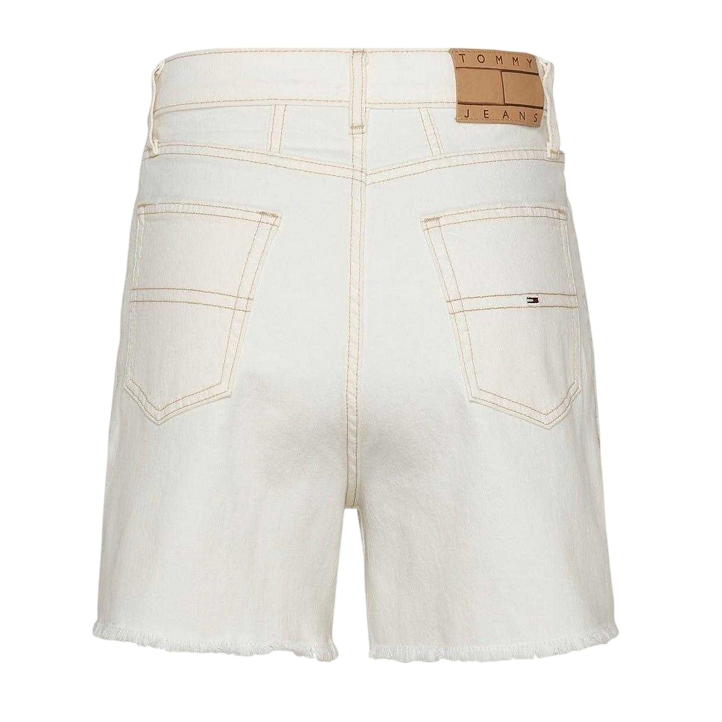Denim-White - Back - Tommy Jeans Womens-Ladies Denim Shorts