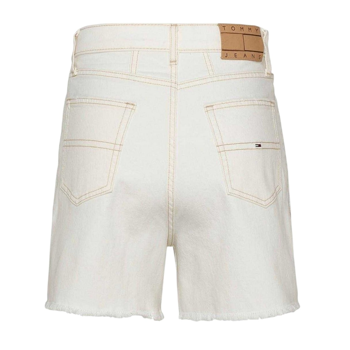 Denim-White - Back - Tommy Jeans Womens-Ladies Denim Shorts