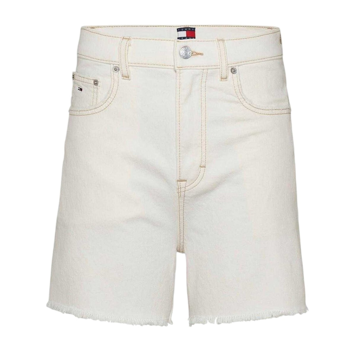 Denim-White - Front - Tommy Jeans Womens-Ladies Denim Shorts