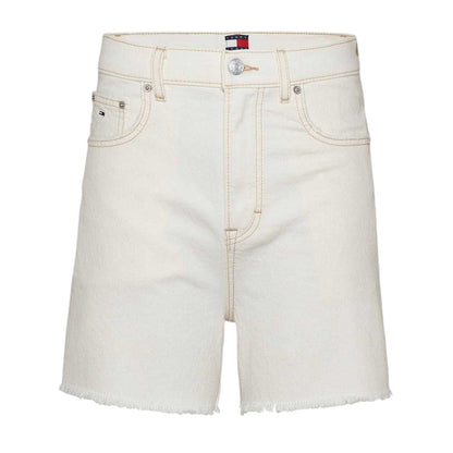 Denim-White - Front - Tommy Jeans Womens-Ladies Denim Shorts
