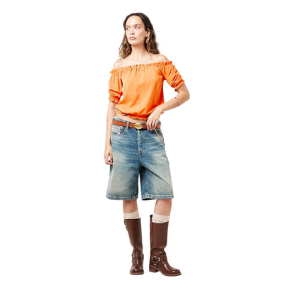 Orange - Side - AX Paris Womens-Ladies Frill Detail Off-the-Shoulder Top