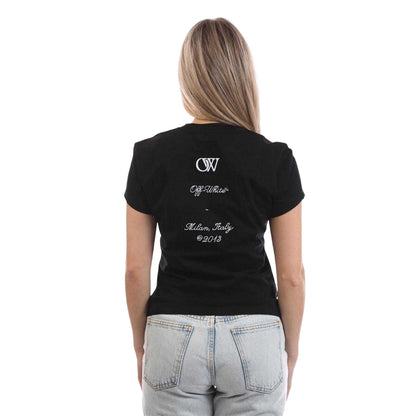 Black-White - Back - Off White Womens-Ladies Abloh Embroidered T-Shirt