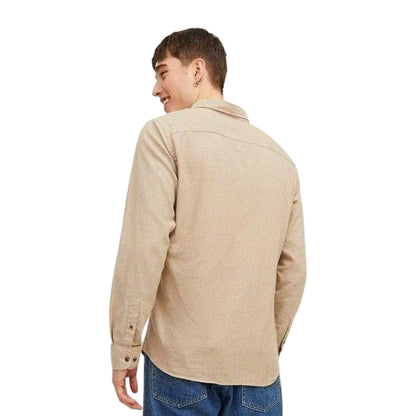Oatmeal - Back - Jack And Jones Mens Regular Button-Down Shirt