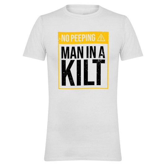 White - Front - AWD Mens No Peeping A Man In A Kilt T-Shirt