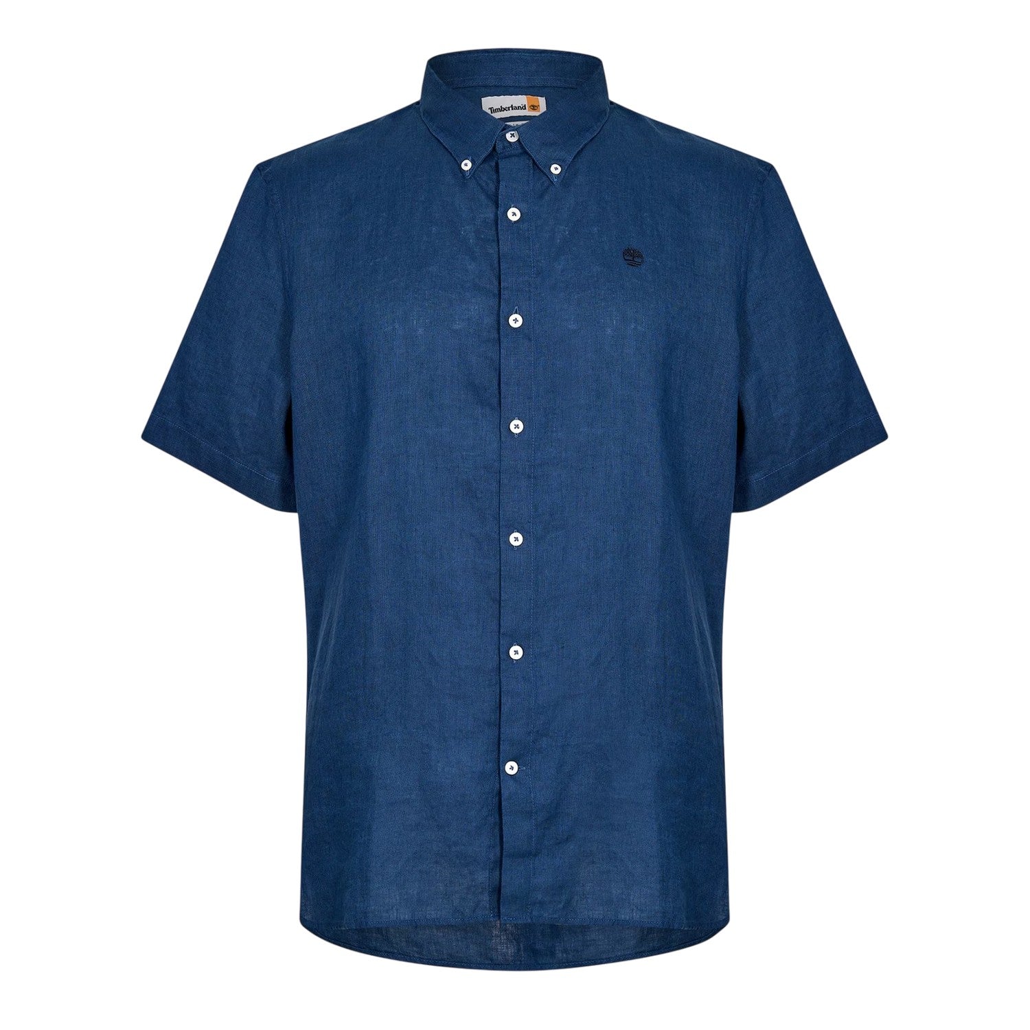 Dark Denim - Front - Timberland Mens Mill Brook Linen Collared Button-Down Shirt