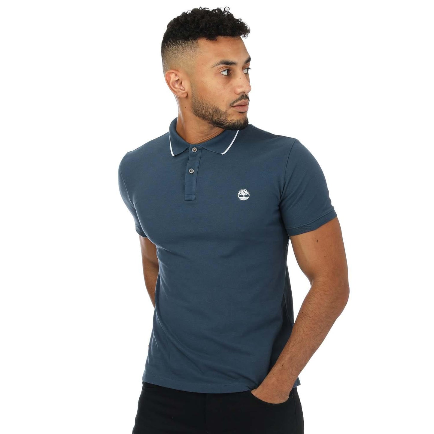 Denim - Close up - Timberland Mens Millers River Polo Shirt