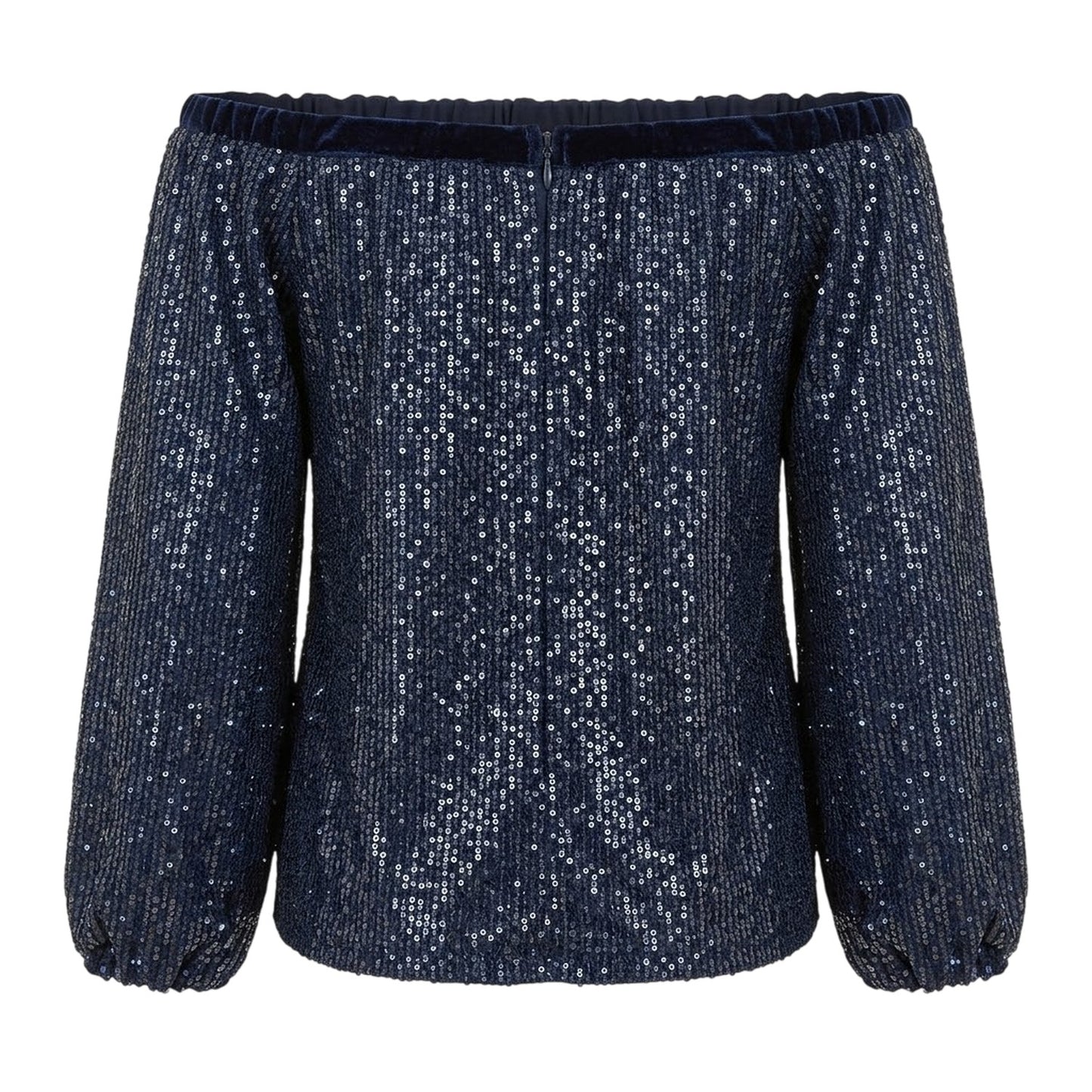 Navy - Back - Yumi Womens-Ladies Sequin Off-the-Shoulder Blouse