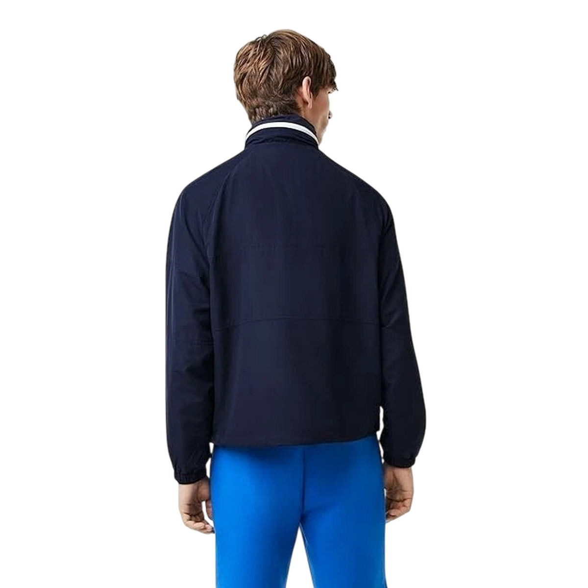 Blue - Back - Lacoste Mens Water Repellent Detachable Hood Jacket