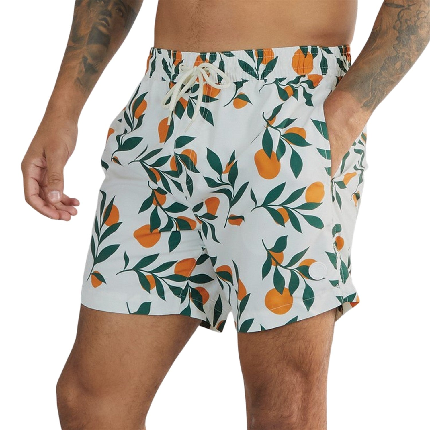 Cream - Side - Threadbare Mens Ripen Regular Swim Shorts