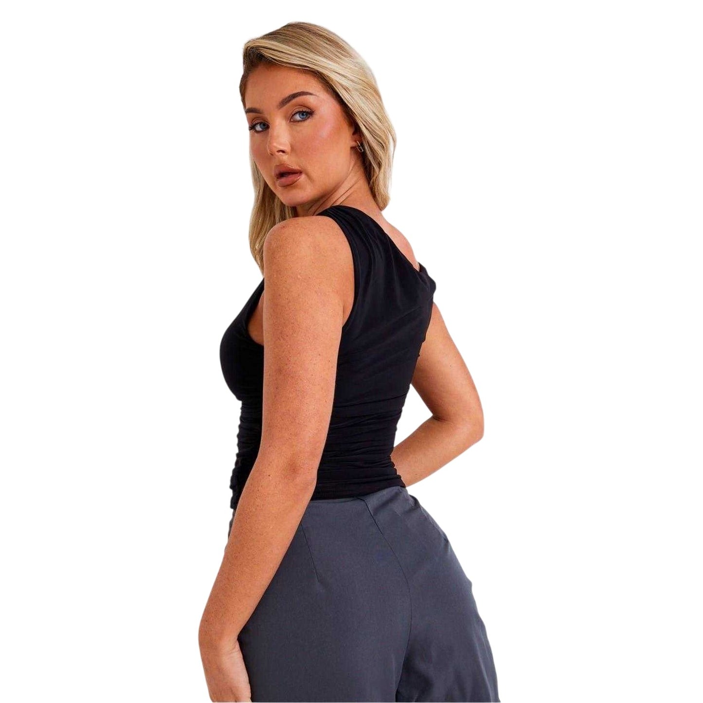 Black - Back - Missy Empire Womens-Ladies Soft Off-the-Shoulder Top