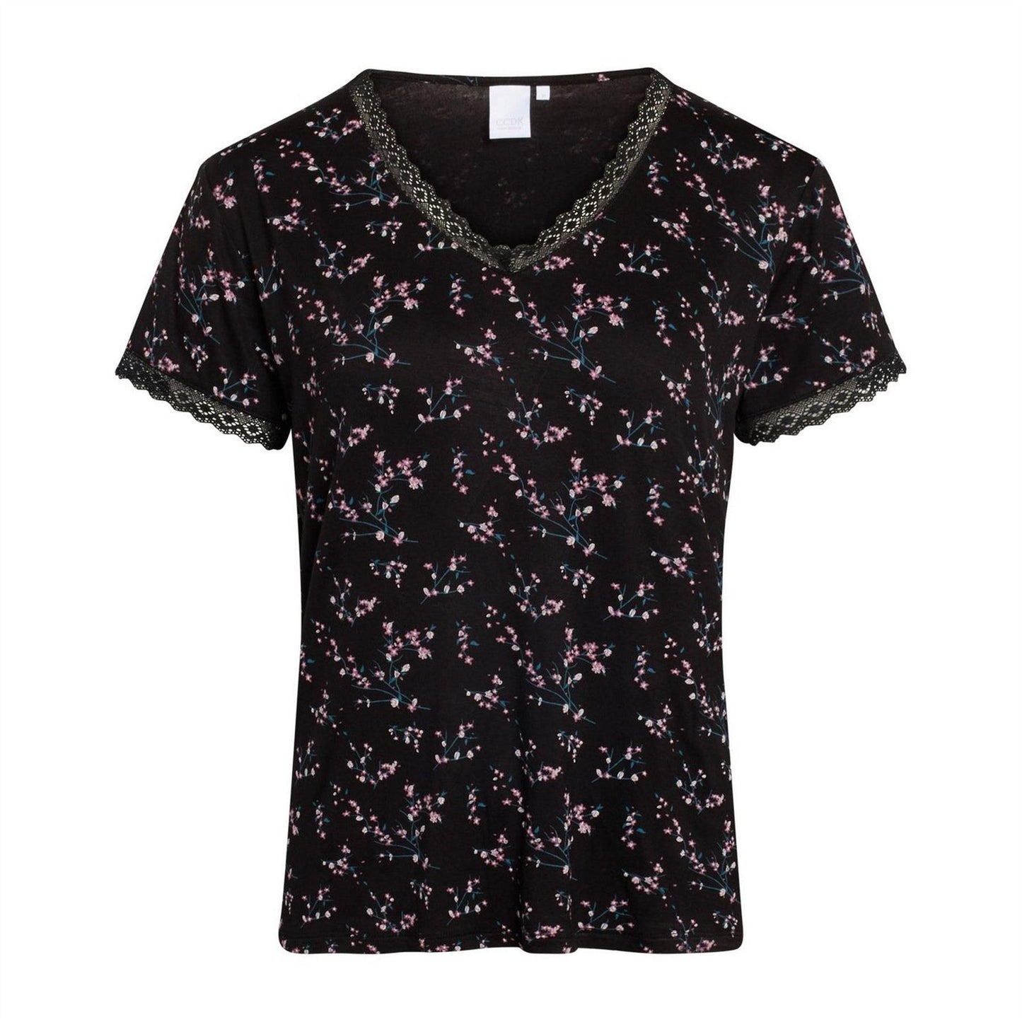 Black - Front - CCDK Copenhagen Womens-Ladies Jordan Floral V Neck T-Shirt