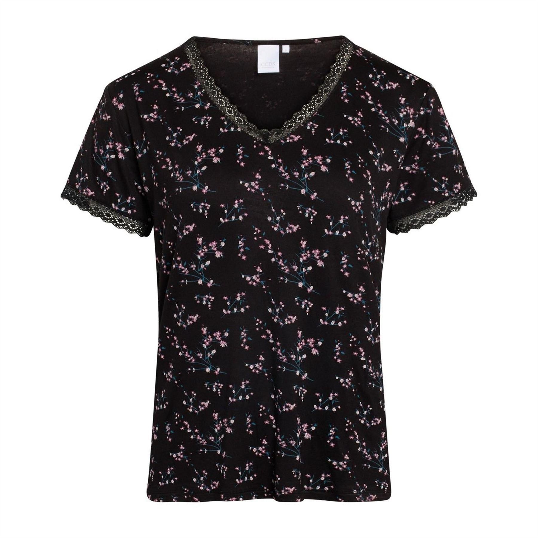 Black - Front - CCDK Copenhagen Womens-Ladies Jordan Floral V Neck T-Shirt