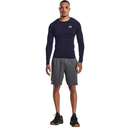 Navy-White - Side - Under Armour Mens HeatGear Base Layer Top