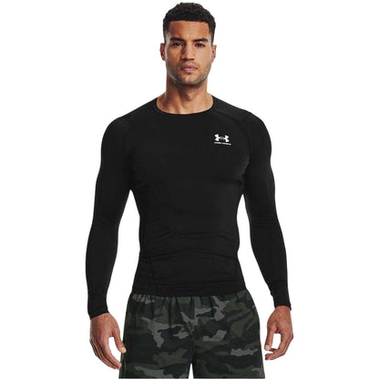 Black - Side - Under Armour Mens HeatGear Base Layer Top