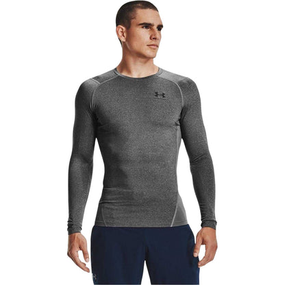 Carbon Heather - Side - Under Armour Mens HeatGear Base Layer Top