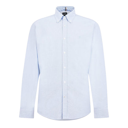 Pastel Blue - Front - Boss Mens Liam Patterned Collared Long-Sleeved Button-Down Shirt