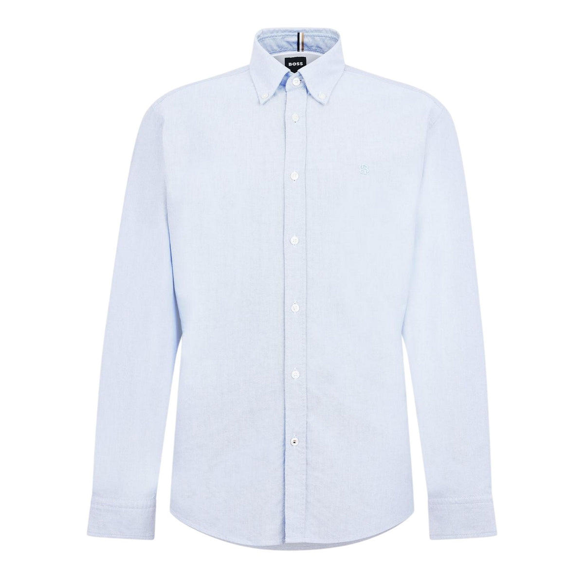 Pastel Blue - Front - Boss Mens Liam Patterned Collared Long-Sleeved Button-Down Shirt