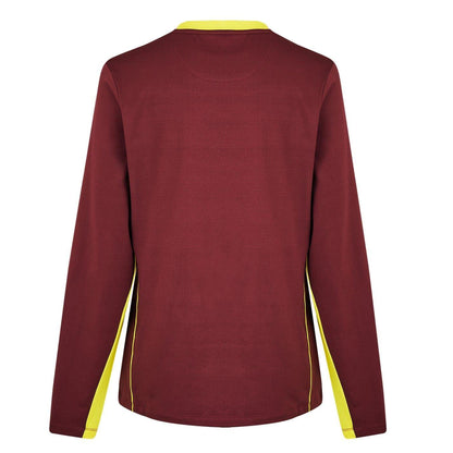 Maroon - Back - Castore Womens-Ladies West Indies Regular Long-Sleeved Cricket T-Shirt