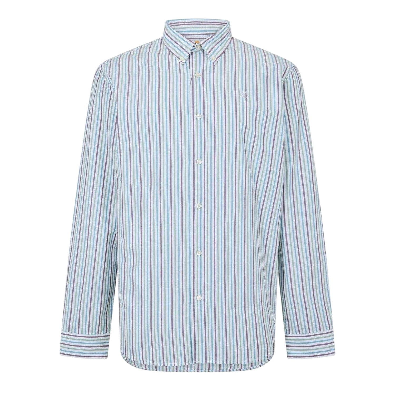White - Front - Timberland Mens Striped Collared Long-Sleeved Button-Down Shirt