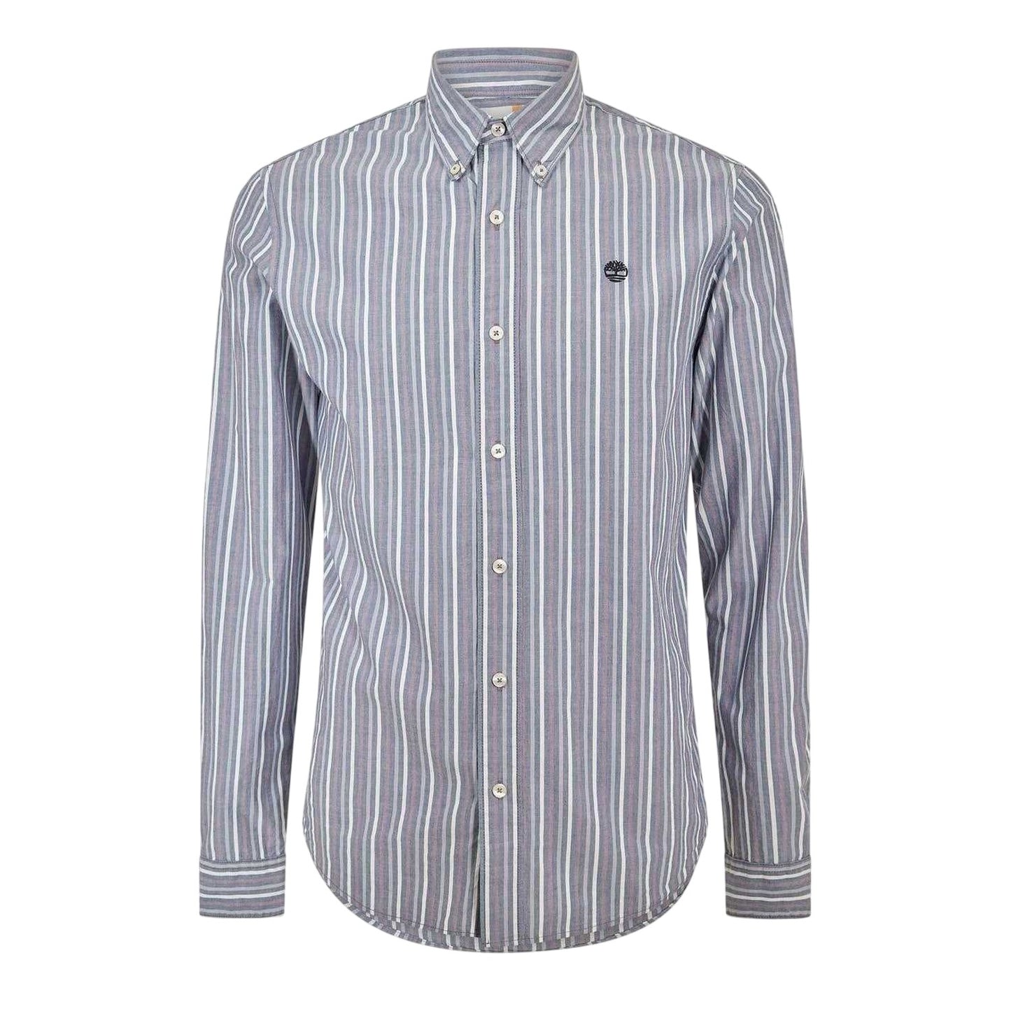 Dark Denim - Front - Timberland Mens Striped Collared Long-Sleeved Button-Down Shirt