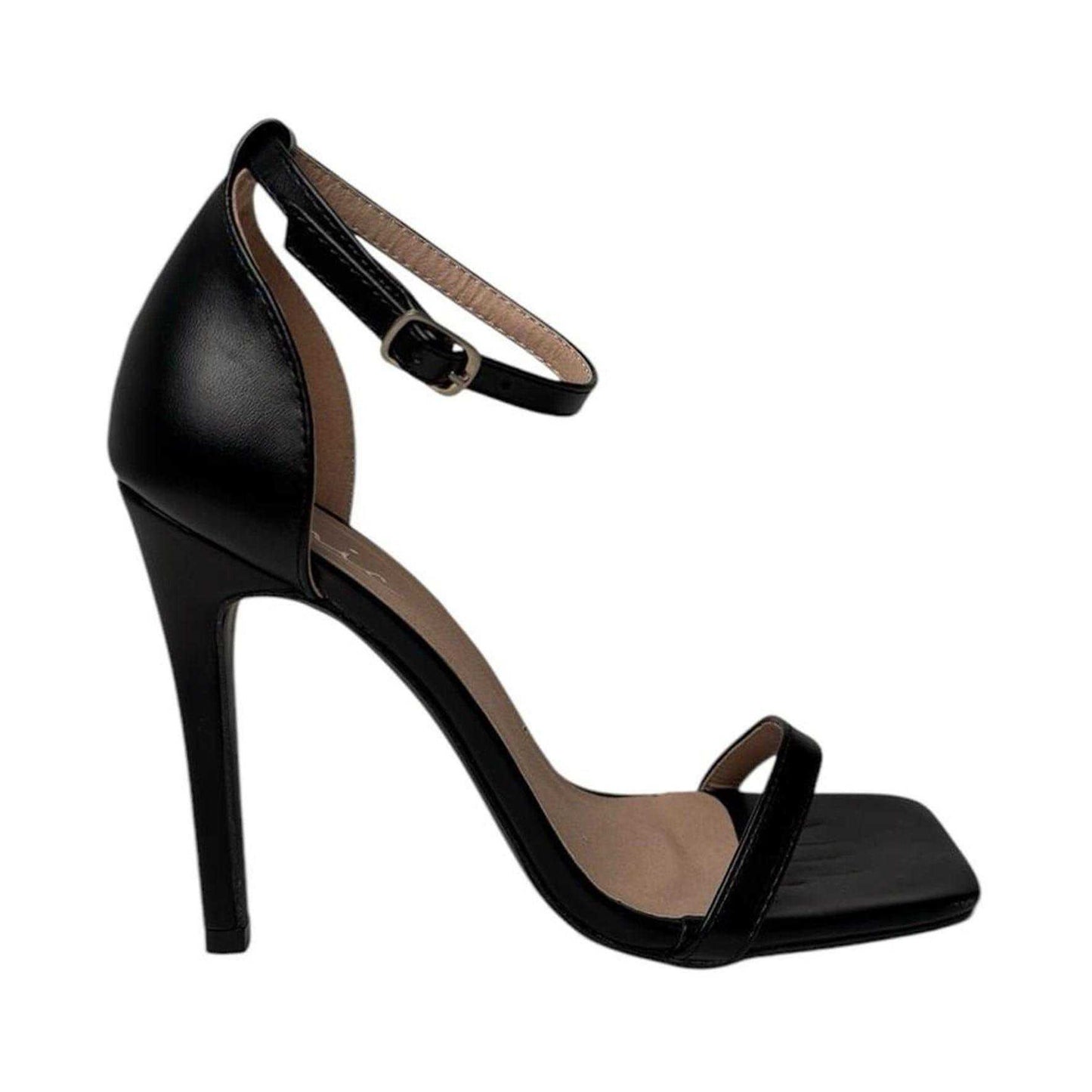 Black - Front - Chic Womens-Ladies Leather High Heels
