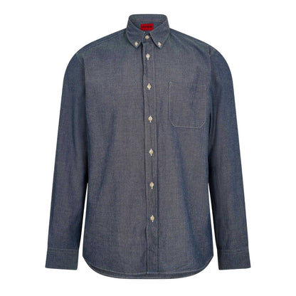 Pastel Blue - Front - Hugo Mens Oxford Button-Down Shirt