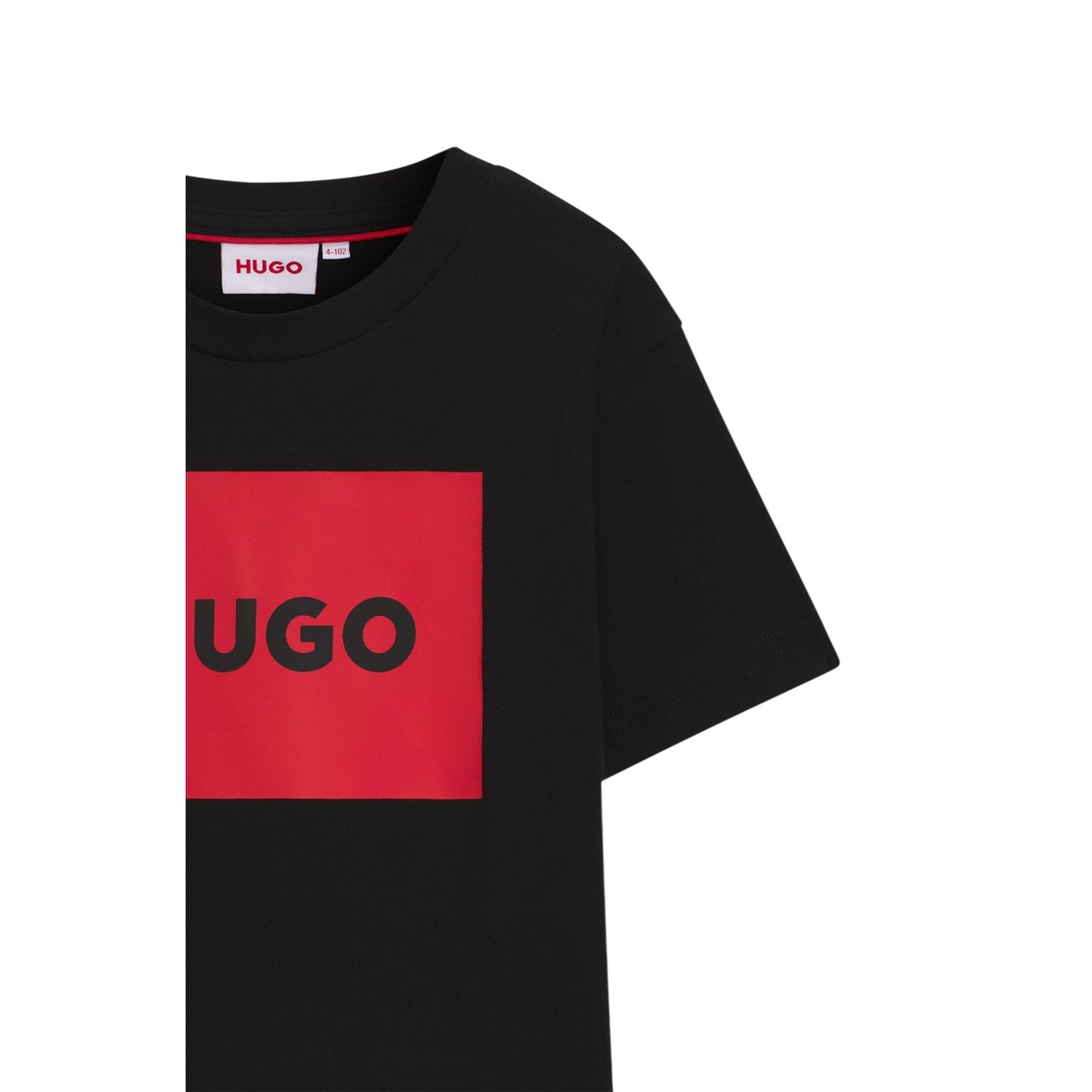 Black - Side - Hugo Childrens-Kids Box Logo Cotton T-Shirt
