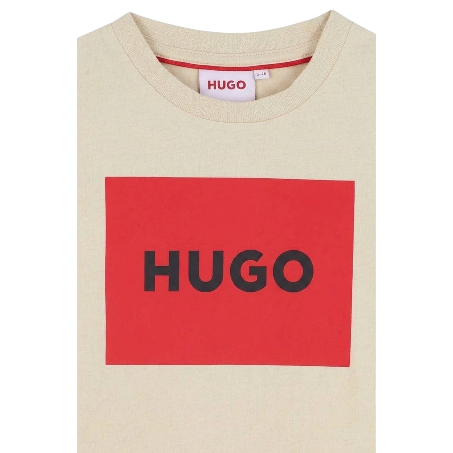 Stone - Side - Hugo Childrens-Kids Box Logo Cotton T-Shirt