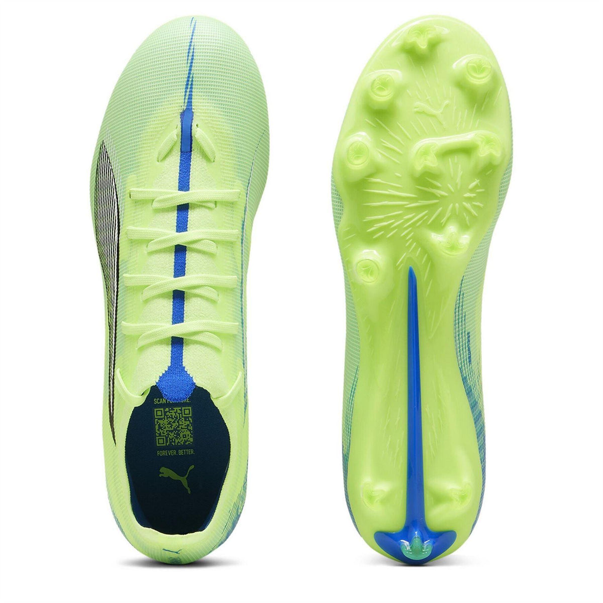 Green-White-Blue - Side - Puma Mens Ultra 5 Match Firm Ground Football Boots