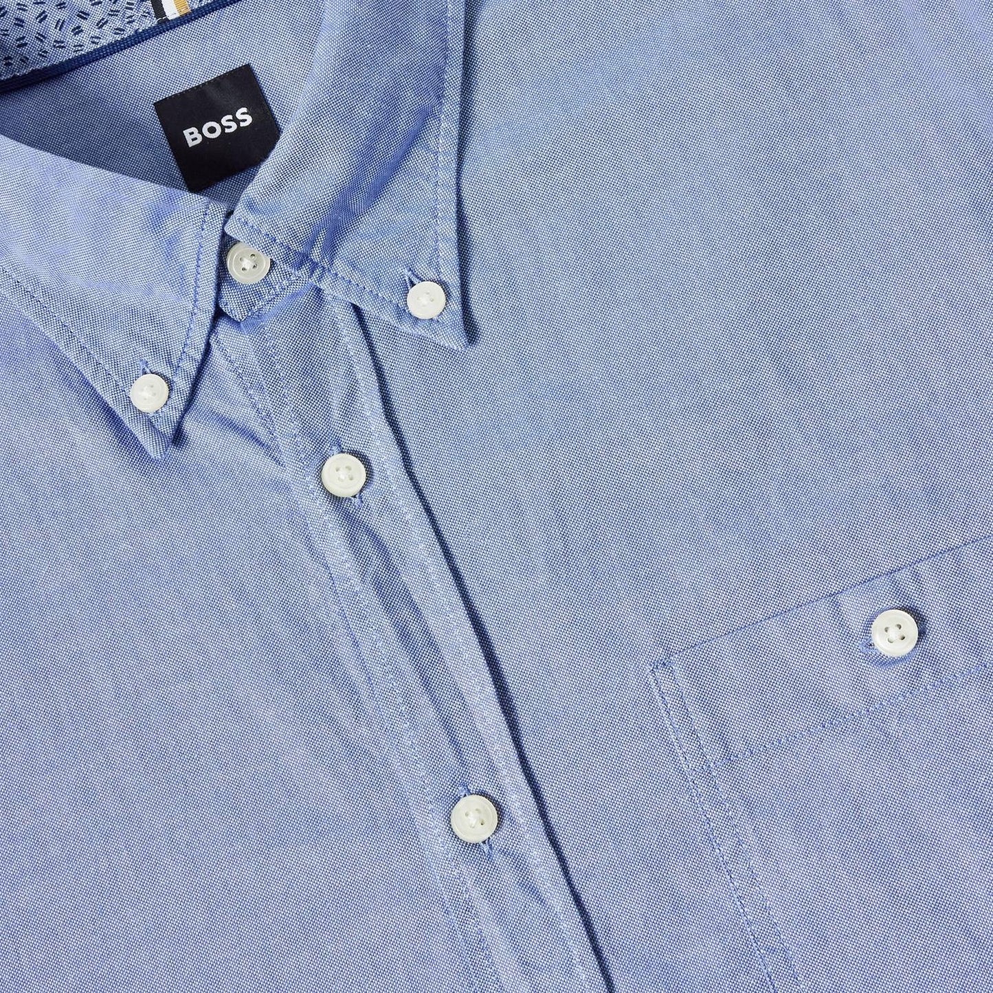 Blue - Side - Boss Mens Oxford Regular Button-Down Shirt