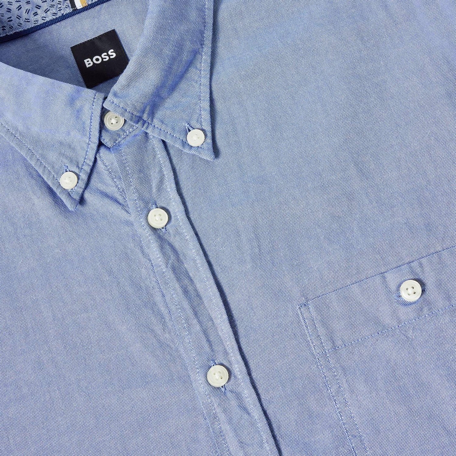 Blue - Side - Boss Mens Oxford Regular Button-Down Shirt