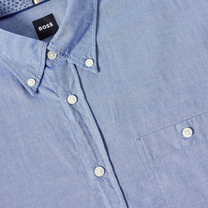 Blue - Side - Boss Mens Oxford Regular Button-Down Shirt