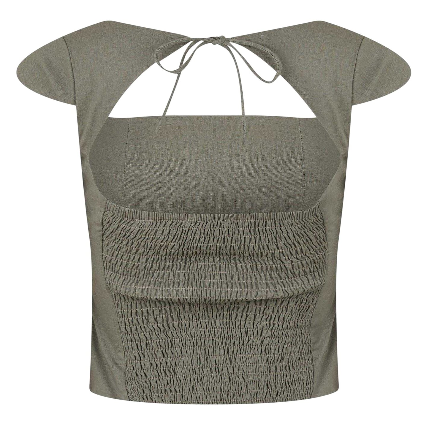 Khaki Green - Back - Jack Wills Womens-Ladies Woven Capped Sleeved Blouse