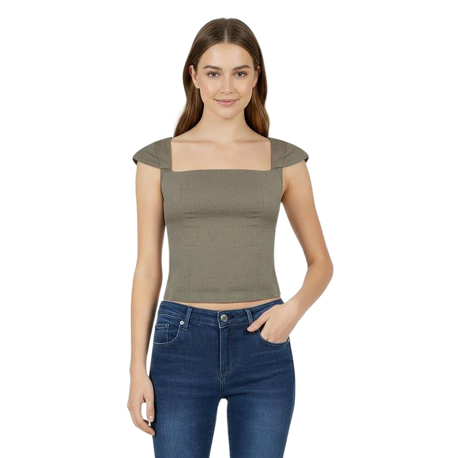 Khaki Green - Side - Jack Wills Womens-Ladies Woven Capped Sleeved Blouse
