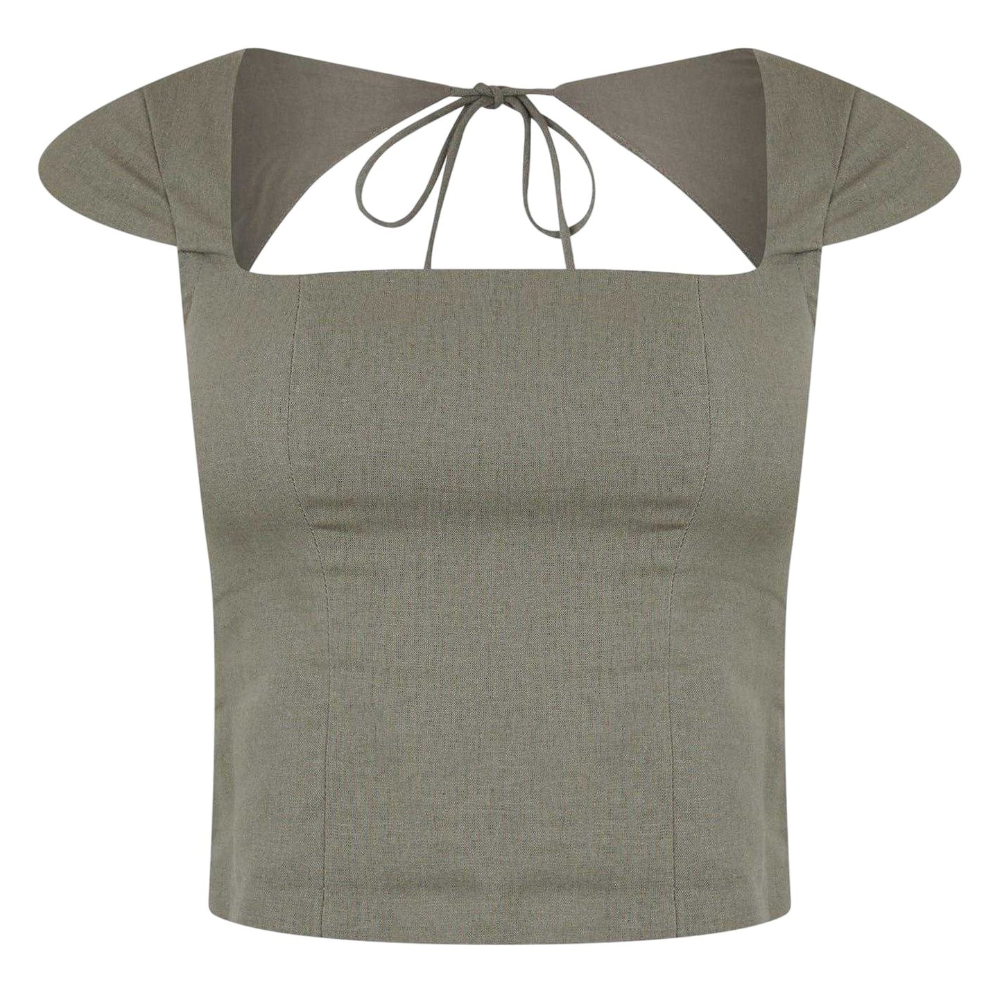 Khaki Green - Front - Jack Wills Womens-Ladies Woven Capped Sleeved Blouse