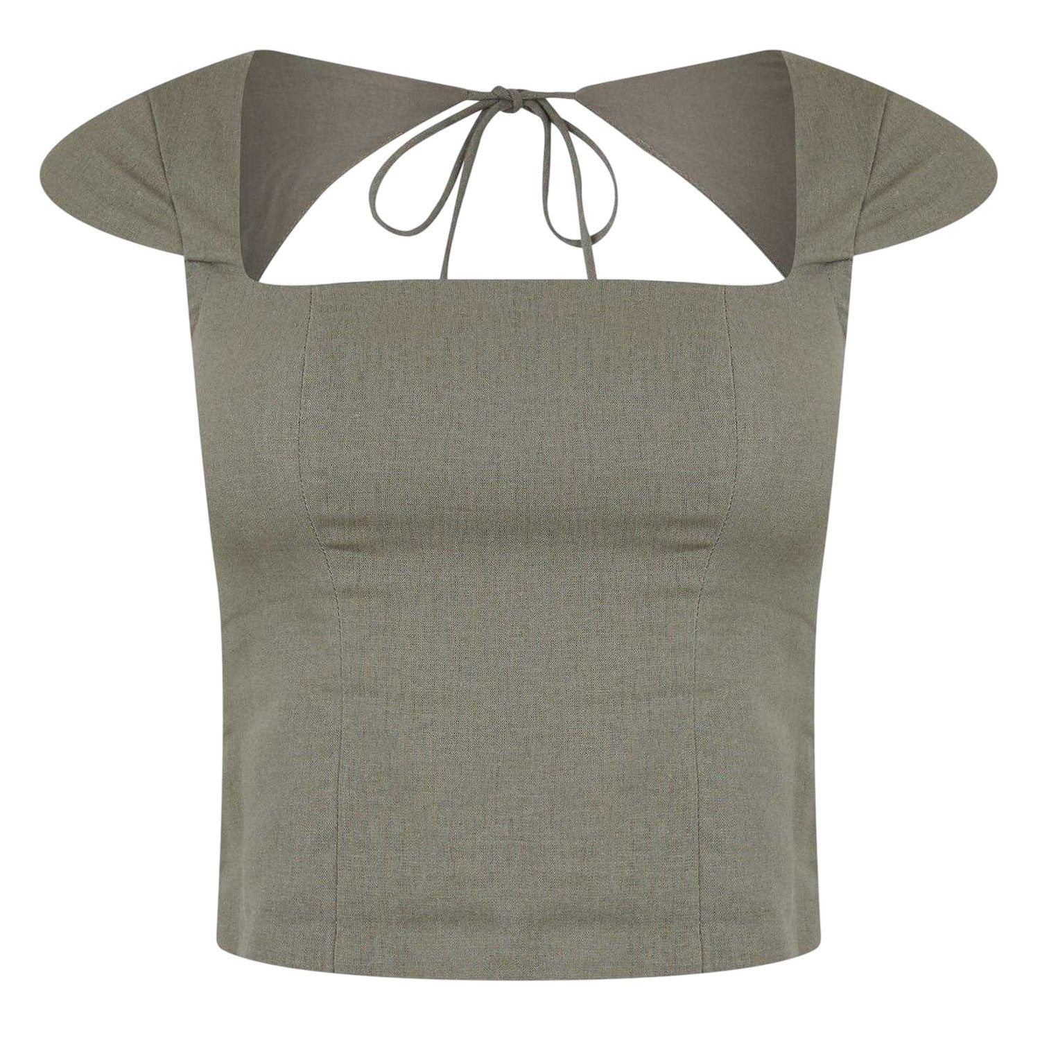 Khaki Green - Front - Jack Wills Womens-Ladies Woven Capped Sleeved Blouse