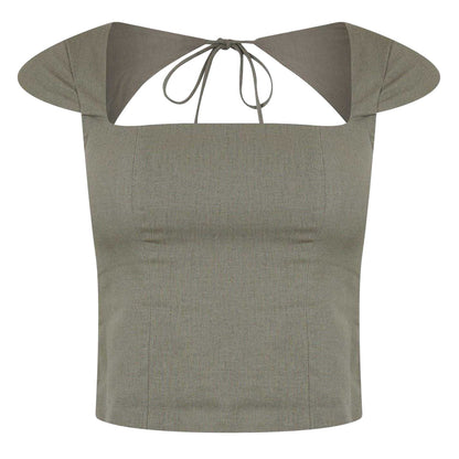 Khaki Green - Front - Jack Wills Womens-Ladies Woven Capped Sleeved Blouse