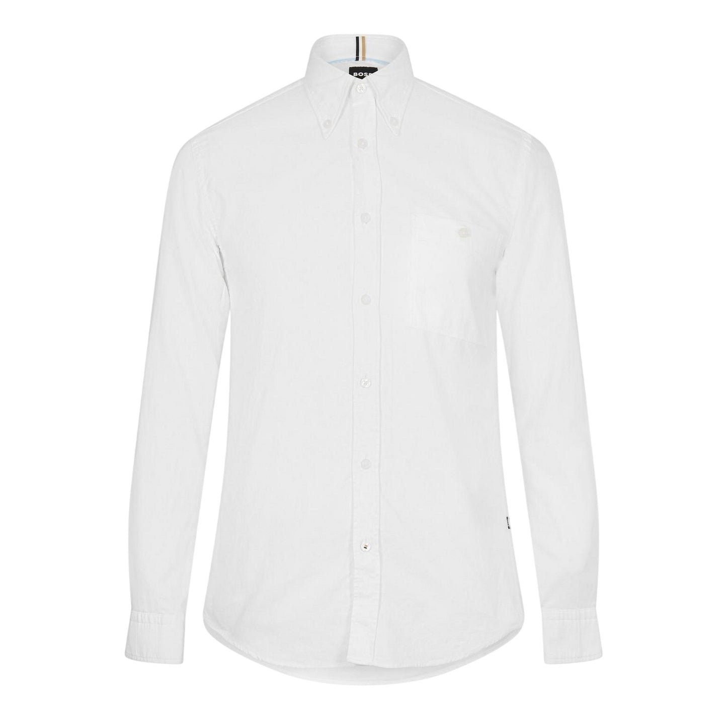 White - Front - Boss Mens Plain Oxford Button-Down Shirt