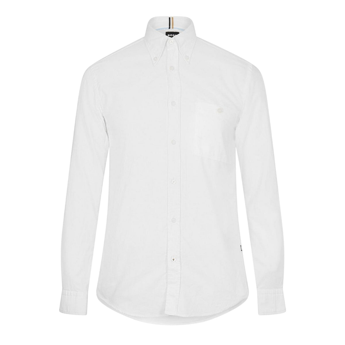 White - Front - Boss Mens Plain Oxford Button-Down Shirt